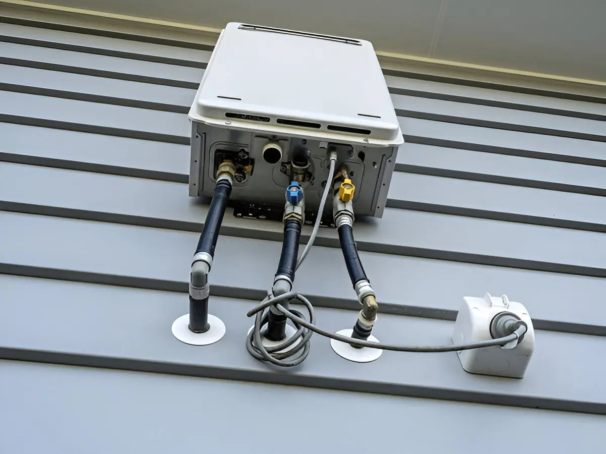 Water heater looked from below